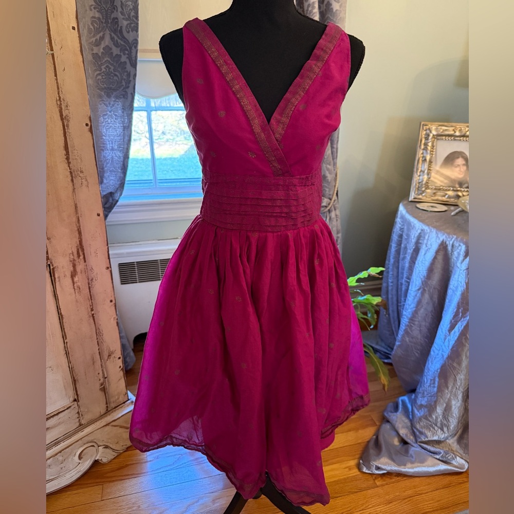 Isaac Mizrahi for Target Cotton Print Fit&Flare dress. Fuchsia. Sz 4. Feminine